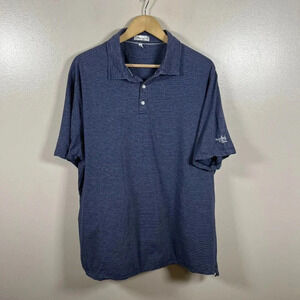 Peter Millar Crown Sport Newport Polo Shirt Mens Size XXL Blue Stripes Silk Pima